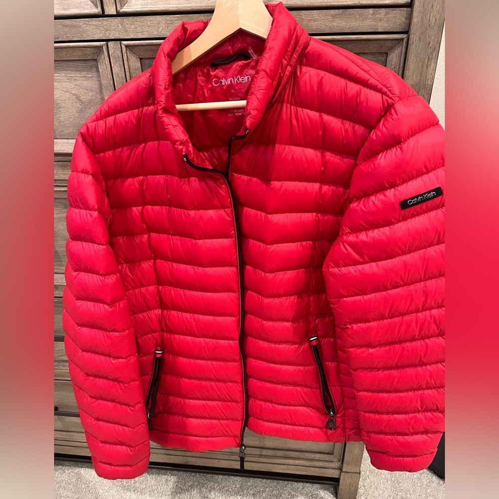 Calvin Klein Vibrant Red Down-filled Packable Jacket